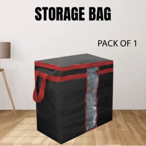 Black Storage Bag with Red Piping
