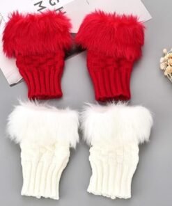 Women Knitted Faux Fur Gloves