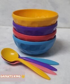 Colorful Bowls 4 Pcs Bowl With Spoon Set.