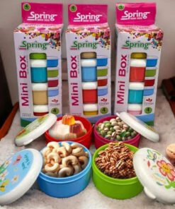 Set of 4 Mini Spring Bowl With Seal Cap food Storage Boxes