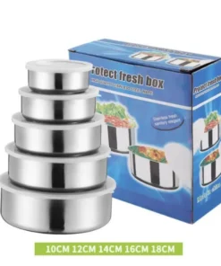 5pc Set Stainless Steel Bowl with Lid