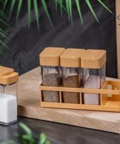 4 in 1 Mini Crystal Spice Jars with Stand – Kitchen Storage Set