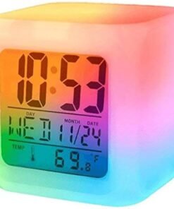 Plastic Digital Square Shape Color Changing Alarm Table Clock