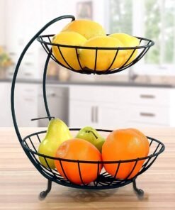 Steel 2-Tier Fruit & Vegetable Basket – Elegant Dining Table Organizer