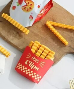12 Pcs Set Creative French Fries Bag Sealer with Holder & Fridge Magnet – Food Seal Clips for Snacks