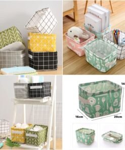 Foldable Storage Box – Canvas Fabric Basket with Handles for Organizing Small Items