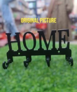 Home Word Silhouette Key Hook Rack – Metal Wall Art