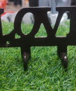 LOVE Word Silhouette Key Hook Rack – Stylish Metal Wall Art for Home Organization