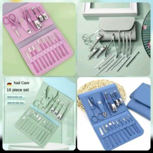16 PCS Stainless Steel Portable Nail Clipper Set – Professional Pedicure & Manicure Kit