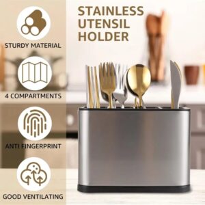 Kitchen Utensils Cutlery Caddy – Stainless Steel Drainer & Organizer