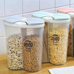 Multi Purpose 2 In 1 Jar Moisture Proof Space Saving 2 Portion Jar With 2 Portion Compartment Air Tight Storage