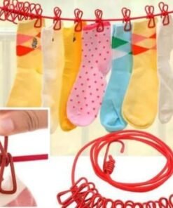 Clothes Hanging Rope with 12 Clips | Portable Laundry Drying Line for Travel & Home