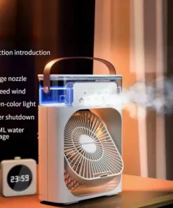 ❄️ Mini Cooling Fan – Portable Air Cooler with Mist Humidifier | USB Desk Fan for Home & Office