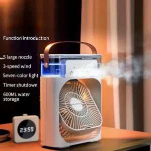 ❄️ Mini Cooling Fan – Portable Air Cooler with Mist Humidifier | USB Desk Fan for Home & Office
