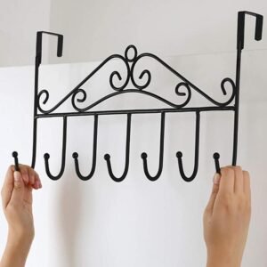 Over Door Hanger 7 Hooks Metal Organizer Rack for Clothes & Towels