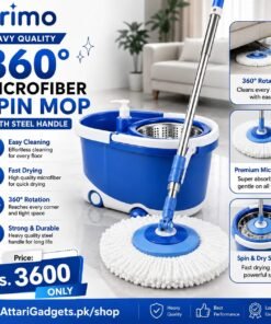 Primo Heavy Quality 360° Microfiber Spin Mop with Steel Handle