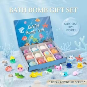 🛁 Kids Bath Bomb Set with Hidden Sea Animal Toys – Pack of 6 Pieces 🐠✨