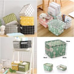 Foldable Storage Box – Canvas Fabric Basket with Handles for Organizing Small Items