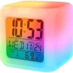 Plastic Digital Square Shape Color Changing Alarm Table Clock
