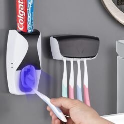 Toothpaste Dispenser with 5 Brush Holder – Wall Mounted Automatic Hands