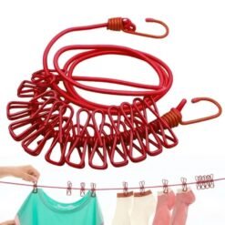 Portable Clothing Clothesline with 12 Clips