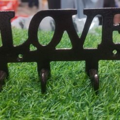 LOVE Word Silhouette Key Hook Rack – Stylish Metal Wall Art for Home Organization