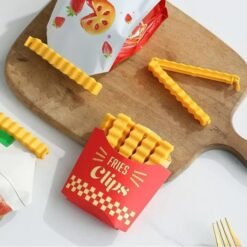 12 Pcs Set Creative French Fries Bag Sealer with Holder & Fridge Magnet – Food Seal Clips for Snacks