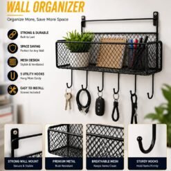 🛠️ Metal Wall Organizer – Space-Saving Storage Rack