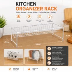 🍽️ Metal Plate Rack Organizer – Kitchen Storage Solution