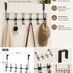 🚪 Metal Door Hanger 6 Hooks – Heavy Duty Door Organizer