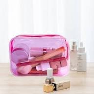 Travel Makeup Cosmetic Bag Toiletry Zip Pouch in Pink with Multiple Compartments