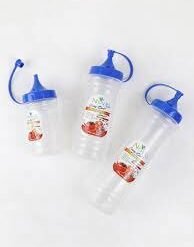 Novel Transparent Pack of 3 Ketchup Bottle Green