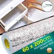 Self-Adhesive Silver Aluminum Foil Sheet for Kitchen (60×200cm)