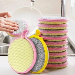 Silver Wire Round Sponge – Heavy Duty Kitchen Cleaning Scrubber
